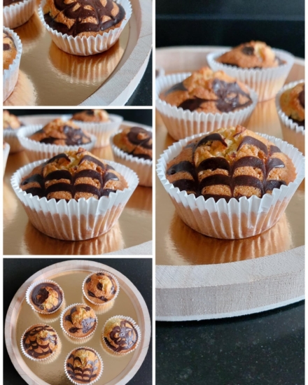 Vanille cupcakes met chocolade effect